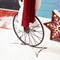 Set of 2 32'''H/34''H Christmas Metal Bike Wheel Snowman Porch Decor
